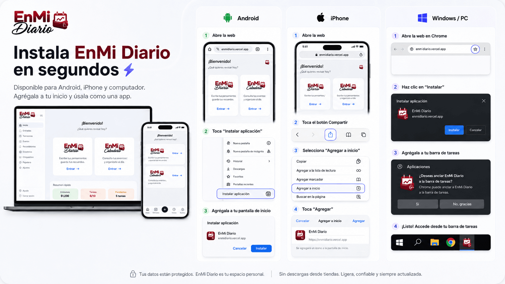 Instálala en tu celular en dos toques, sin pasar por la App Store