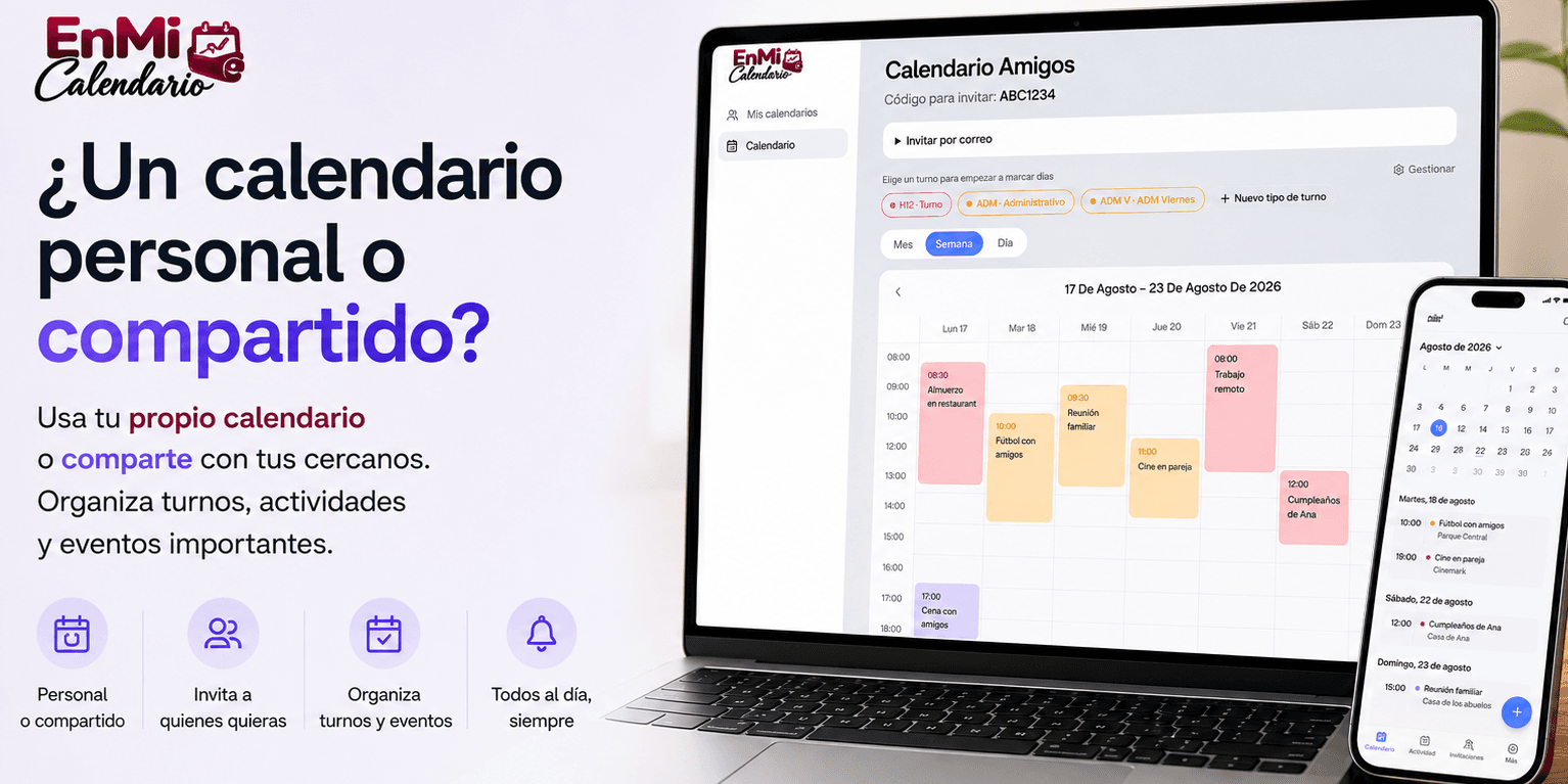 Coordina turnos y actividades con quienes compartes tu día a día